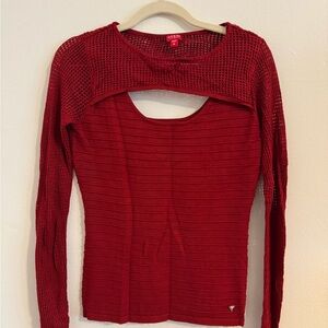 Guess Women's Red Mesh Knit Blouse